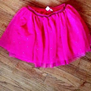 Hot Pink Tull Skirt with Silver Beads